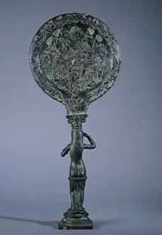 Etruscan: Bronze base-mirror