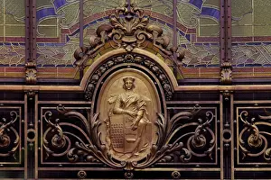 Christofle: Bronze medallion, Hall, Societe Generale, Paris, France