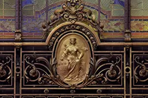 Christofle: Bronze medallion, Hall, Societe Generale, Paris, France