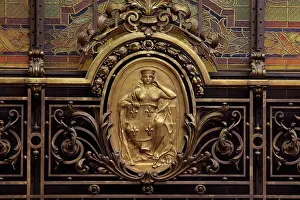 Christofle: Bronze medallion, Hall, Societe Generale, Paris, France