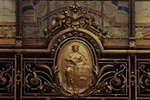 Christofle: Bronze medallion, Hall, Societe Generale, Paris, France