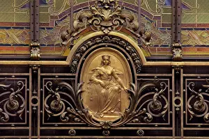 Christofle: Bronze medallion, Hall, Societe Generale, Paris, France