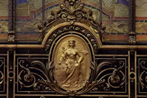 Christofle: Bronze medallion, Hall, Societe Generale, Paris, France