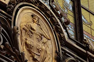 Haussmann: Bronze medallion, Hall, Societe Generale, Paris, France