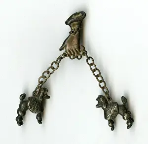 Walkies: Brooch -- hand taking two poodles for a walk