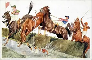 Steeplechasing: BROOK JUMP FALL