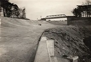 The Brooklands Museum Collection: Brooklands - Marks made by H C Trion's crash
