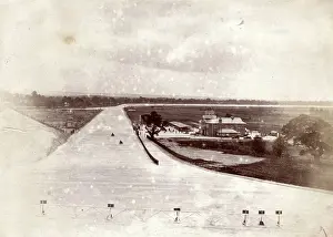 The Brooklands Museum Collection: Brooklands - View of clubhouse and Paddock