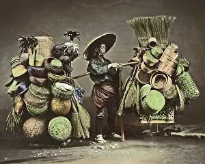 Wares: Broom and basket vendor, Japan