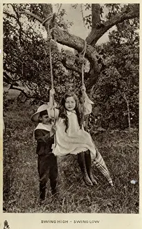 Grenville Collins / Tom Gillmor Collection: Brother and Sister playing on a swing