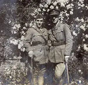 Two brothers in a garden, WW1