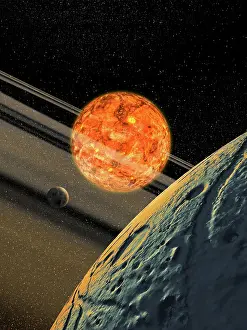 Satellites: A brown dwarf star as seen from a large moon orbiting the ?