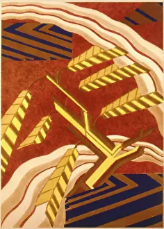 Squares: Brown and yellow abstract art deco design