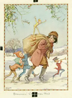 Trudging: A Brownie delivering the Christmas Mail