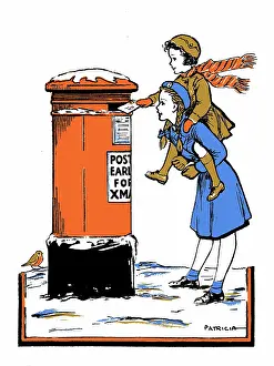 Posting: Brownie on back Girl Guide posting a letter
