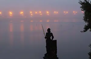 Kamenny: Bruncvik statue and Vtlava river, Prague, Czech Republic