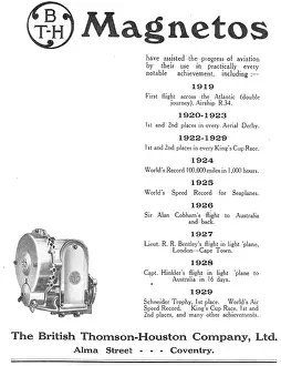 Magnetos: BTH Aero Engine Magnetos Notable Achievements