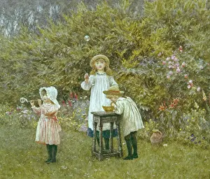 Allingham: Bubbles - three children in a garden