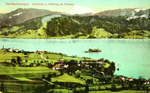 Litzlberg: Buchberg and Litzlberg at the Attersee. View from
