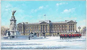 Horseguards: Buckingham Palace in the Snow