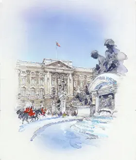 Horseguards: Buckingham Palace in the snow