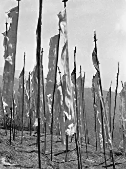 Sikkim: Buddhist prayer flags in India, 1936