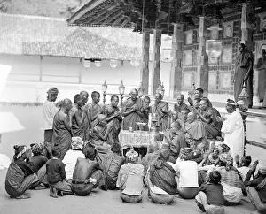 Ceylon: Buddhist religious service