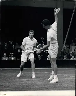 Budge: Budge Patty and Tony Trabert in doubles at Wimbledon