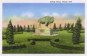 Plinth: Buffalo Statue, Pioneer Park, Lincoln, Nebraska, USA