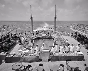 Servers: Buffet Lunch Serving Crew Staff Assembled Aboard