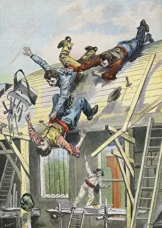 BUILDERS FALL OFF A ROOF