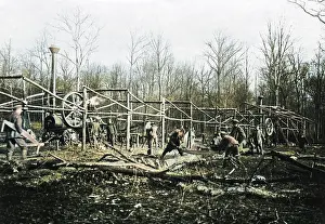 Constructing: Building a sawmill, Western Front, WW1
