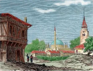 1877: Bulgaria. Razgrad. Ottoman domination. Engraving by Capuz L
