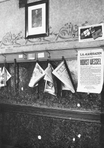 Seriously: Bullet holes in the wall of an SA premises, 1931