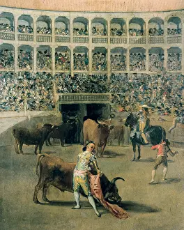 Tinplate: Bullfighting with cape or Pass of cape, by Goya