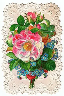 Rosebuds: Bunch of assorted flowers on a greetings card