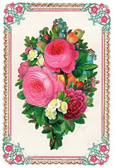 Rosebuds: Bunch of assorted flowers on a greetings card