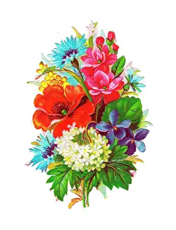 Cornflower: Bunch of assorted flowers on a Victorian scrap