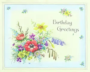 Primroses: Bunch of flowers and Birthday Greetings
