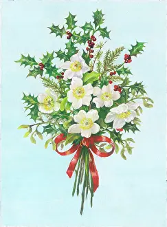 Ockenden: Bunch of Holly, Christmas roses and mistletoe