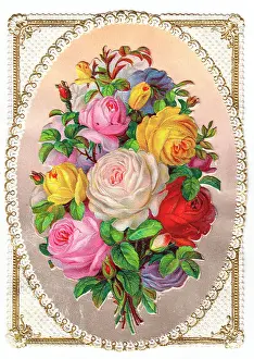 Rosebuds: Bunch of roses on a greetings card