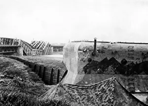 Benelux: Bunker and bridge destroyed by the Dutch in the Netherla