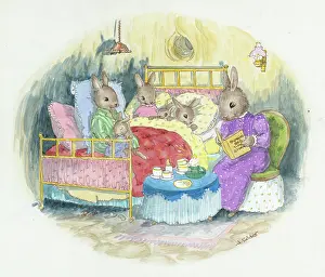 Bunnies: Bunnies Bedtime Story ' five rabbits in bed