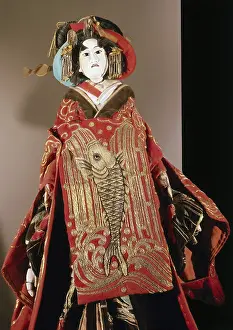 Bunraku lady with a carp robe