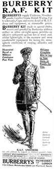 Burberry: Burberry R.A.F. kit advertisement, World War One