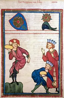 Minnesinger: Burgrave of Luenz in athletic competition of stone throwing