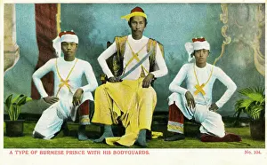 Bodyguards: Burmese prince and two bodyguards, Burma
