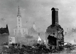 Kezmarok: Burned down town