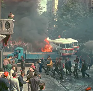 Libor: Burning barricade - protest - Prague