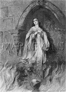 Dramatised: Burning of Joan of Arc, in a stage production